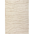 Villa Fossil Cream Rug featuring abstract wavy line pattern in cream and taupe on cream background, woven wool
