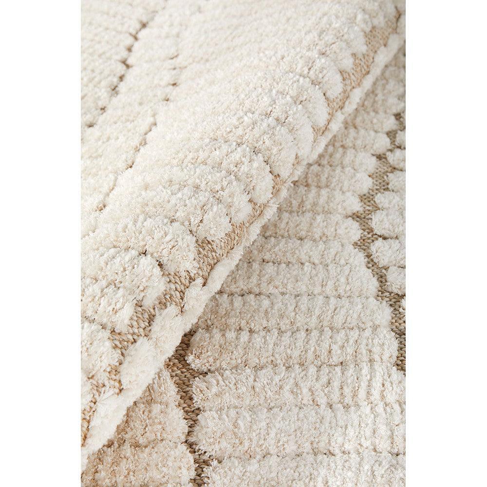 Villa Fossil Cream Rug featuring plush shag texture in cream and beige on ivory background, Rug Culture