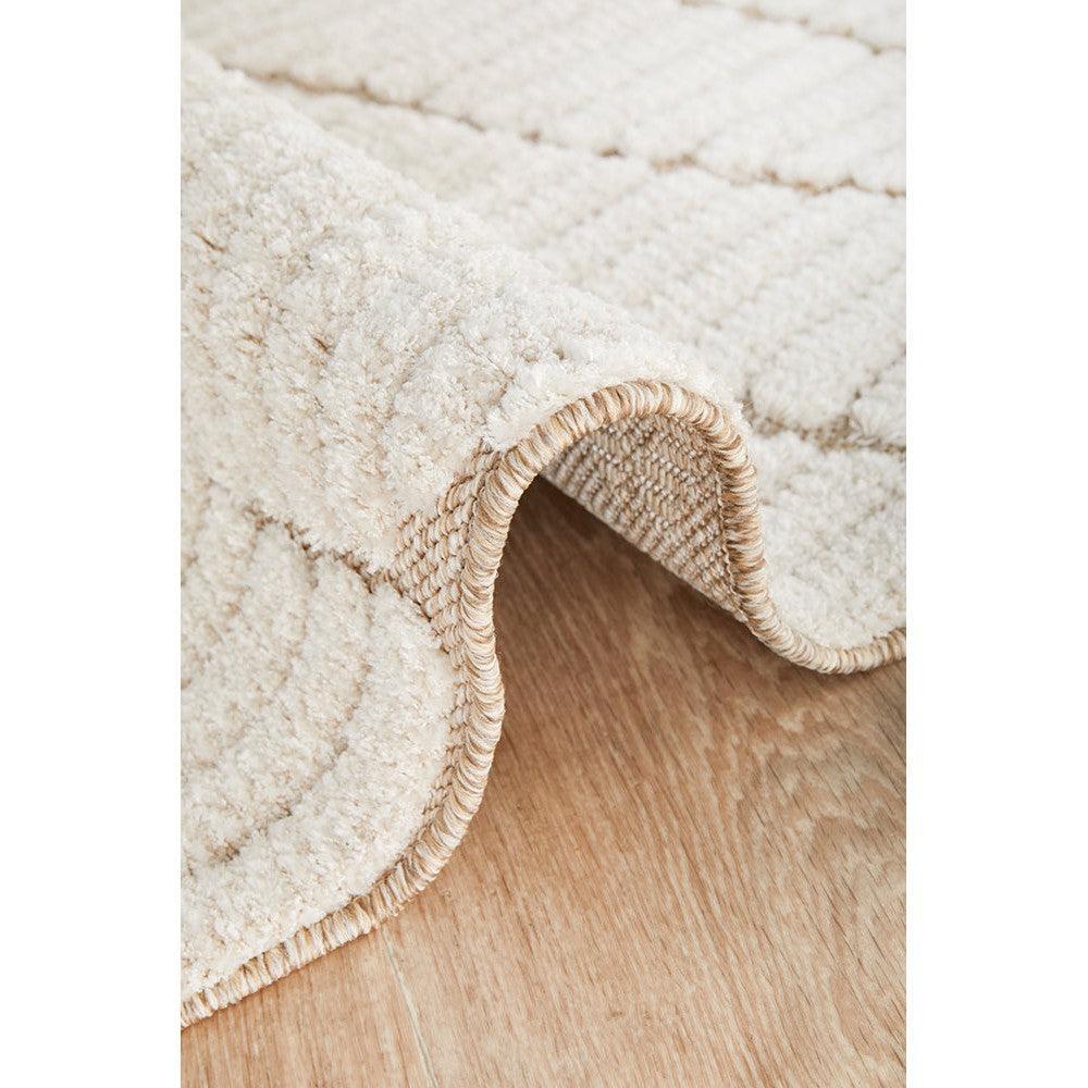 Villa Fossil Cream Rug featuring plush textured pattern in cream, ivory and taupe on warm beige background, hand-tufted wool