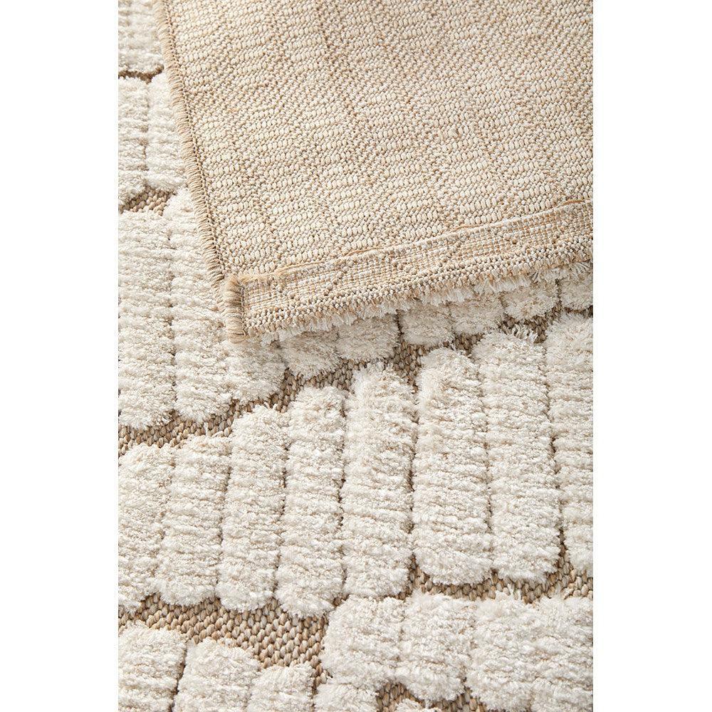 Villa Fossil Cream Rug featuring textured shag pattern in cream, beige and ivory on soft ivory background, hand-tufted wool