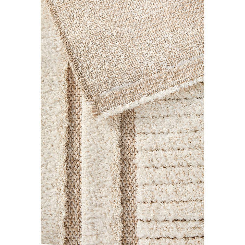 Villa Marin Snow Rug featuring plush shag texture in cream, ivory and beige on ivory background, hand-tufted wool