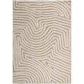 Villa Tani Beige Rug featuring organic wavy-line pattern in cream, beige and taupe on cream background, hand-tufted wool