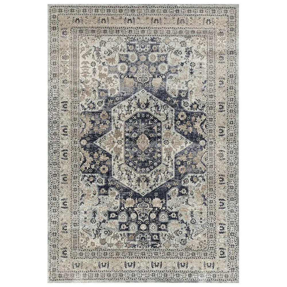 Providence Esquire Brushed Traditional Blue Rug - ICONIC RUGS