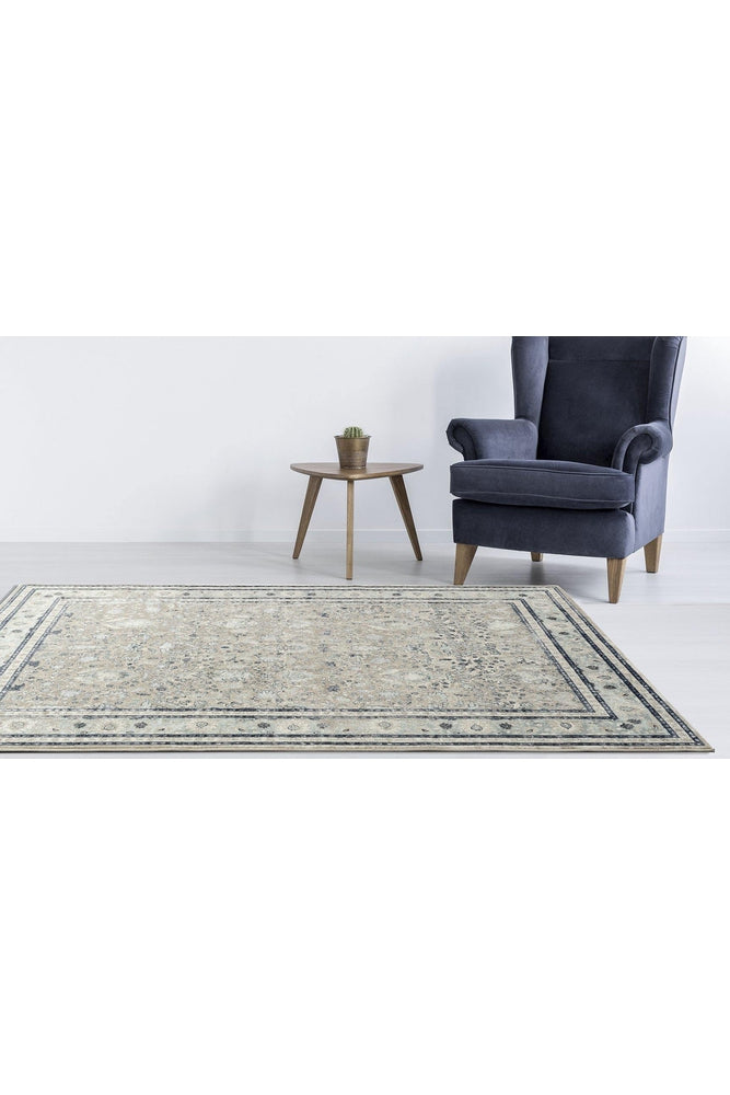Providence Esquire Rim Traditional Beige Rug - ICONIC RUGS