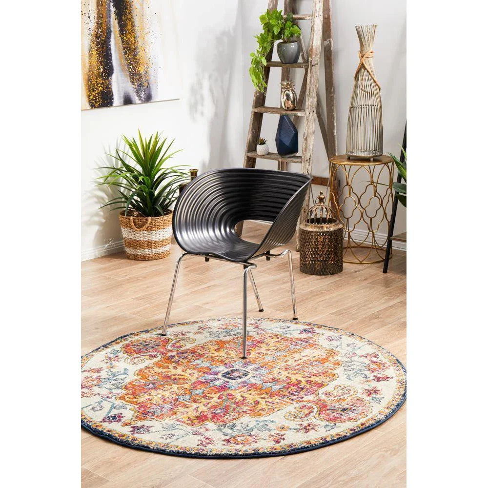Evoke Carnival White Transitional Round Rug - ICONIC RUGS