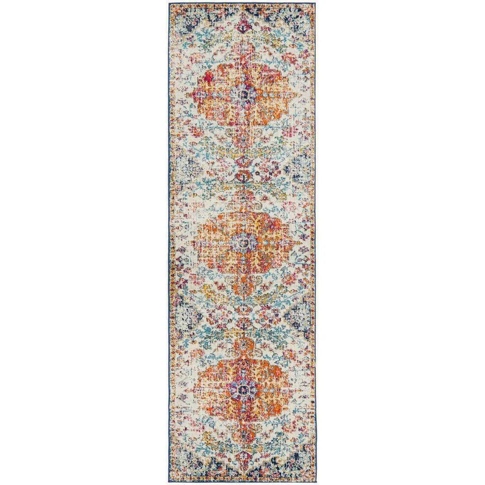 Evoke Carnival White Transitional Runner Rug - ICONIC RUGS
