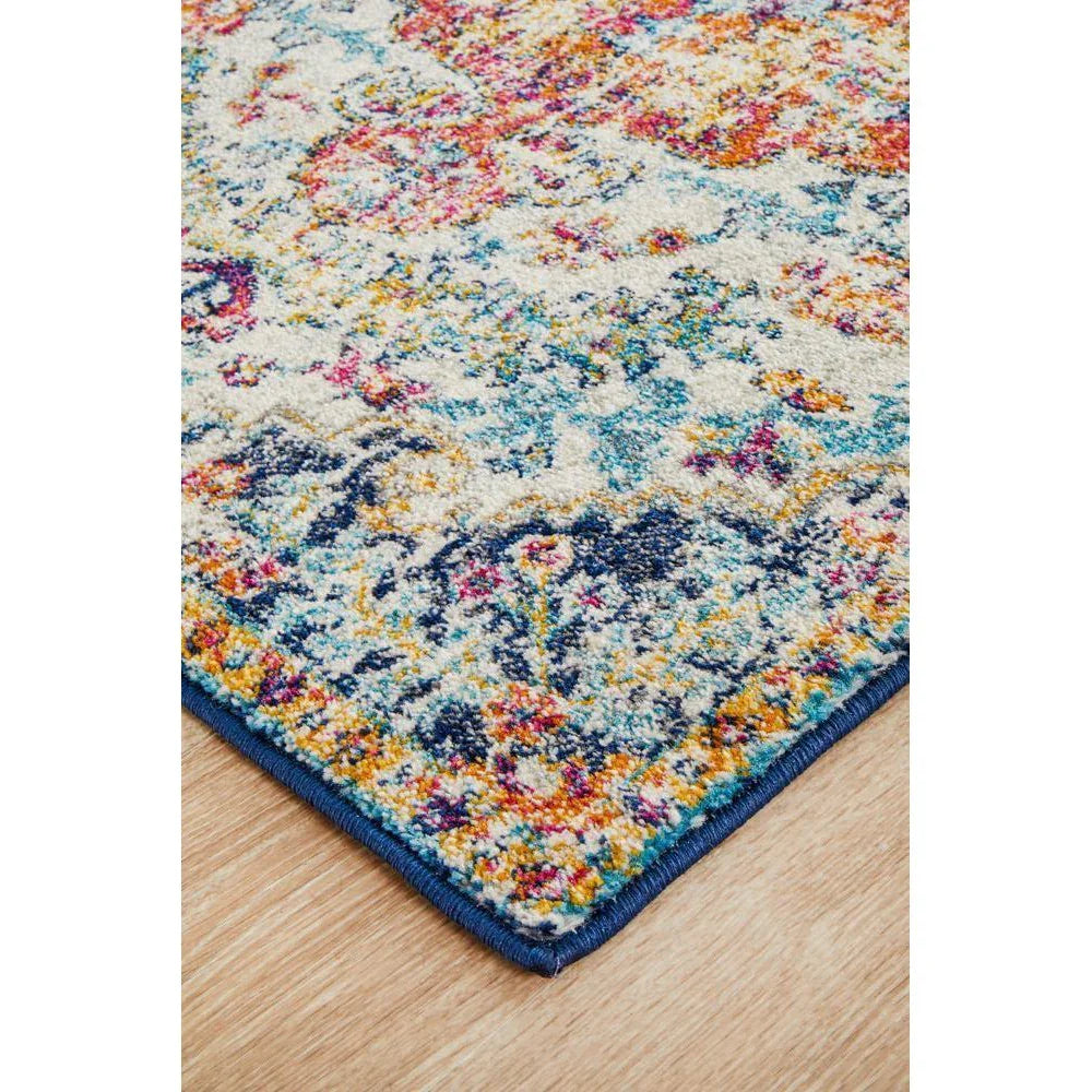 Evoke Carnival White Transitional Runner Rug - ICONIC RUGS