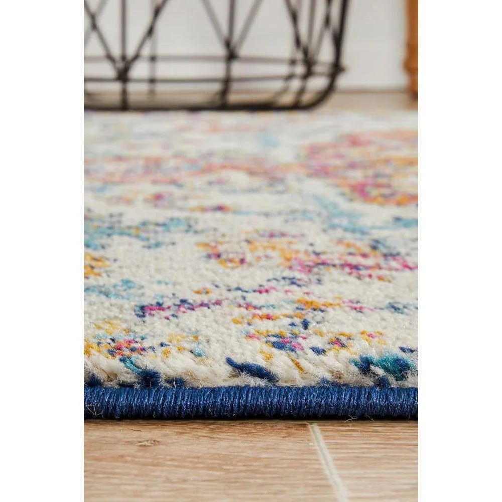 Evoke Carnival White Transitional Runner Rug - ICONIC RUGS