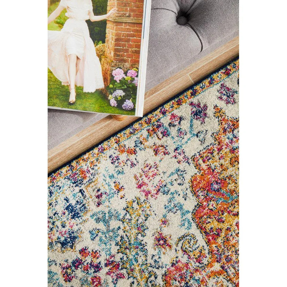 Evoke Carnival White Transitional Runner Rug - ICONIC RUGS