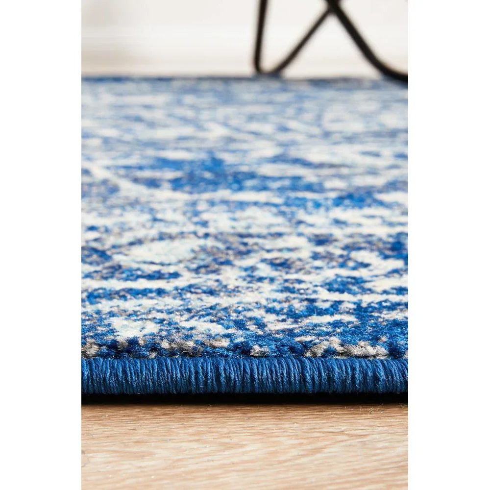 Evoke Contrast Navy Transitional Round Rug - ICONIC RUGS
