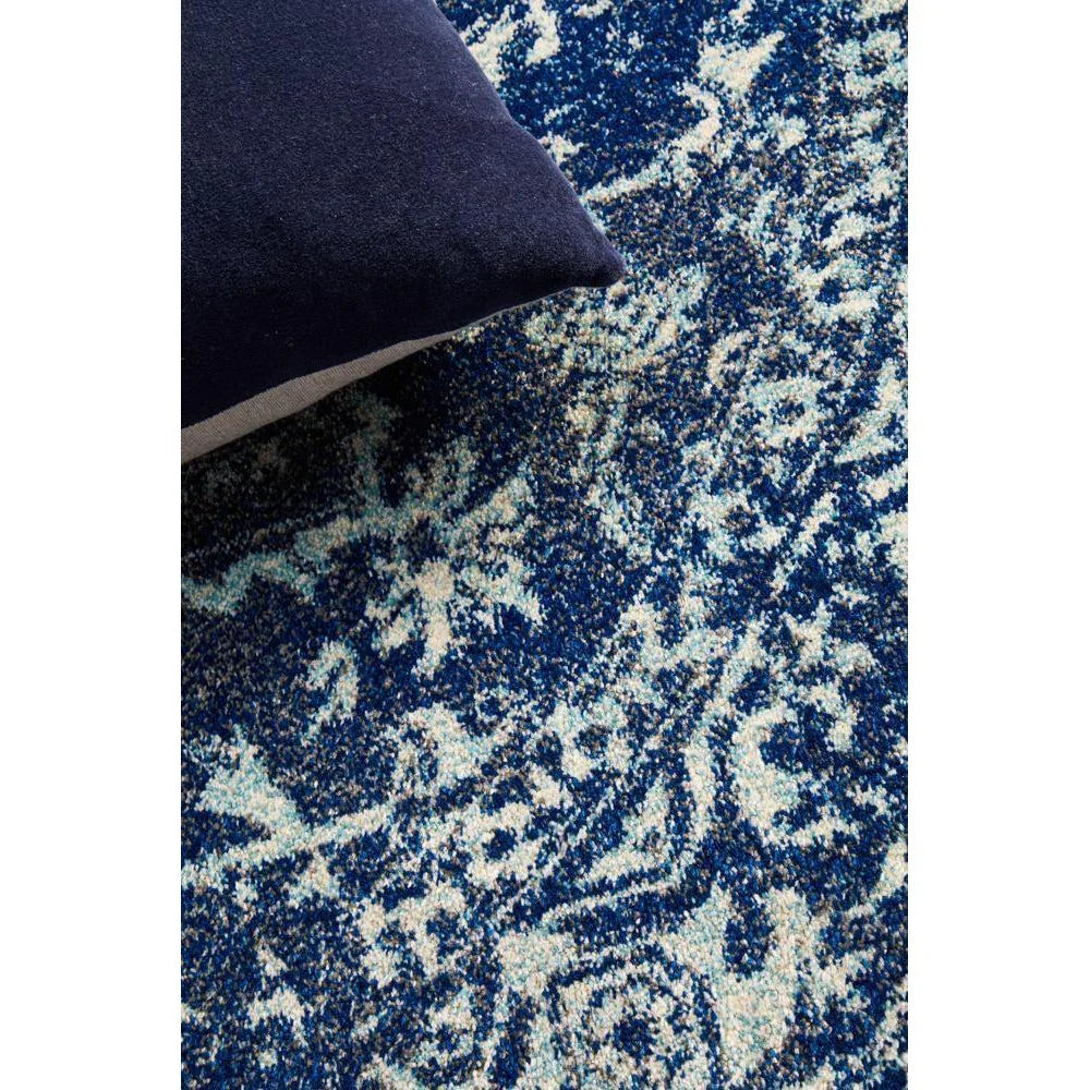 Evoke Contrast Navy Transitional Round Rug - ICONIC RUGS