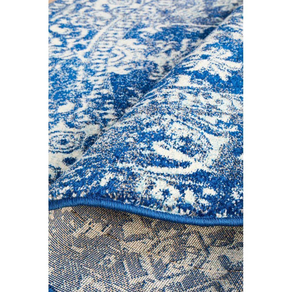 Evoke Contrast Navy Transitional Round Rug - ICONIC RUGS