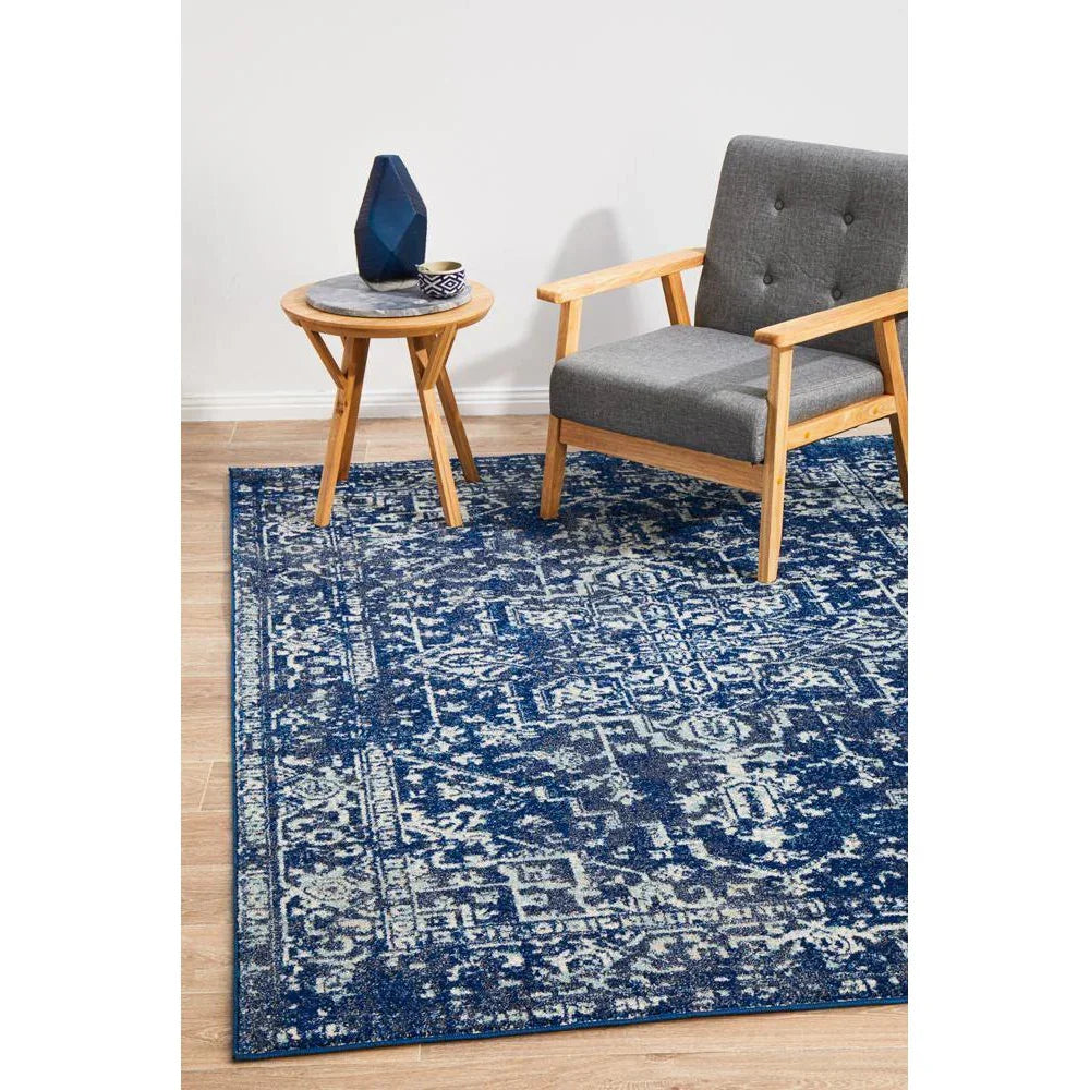 Evoke Contrast Navy Transitional Rug - ICONIC RUGS