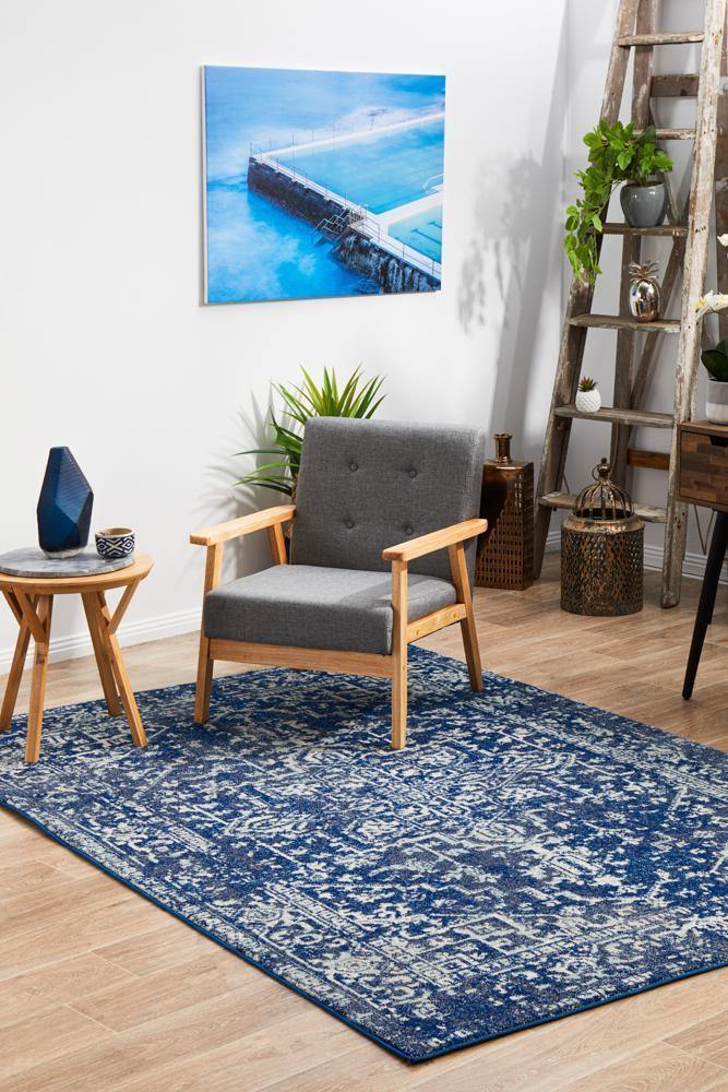 Evoke Contrast Navy Transitional Rug - ICONIC RUGS