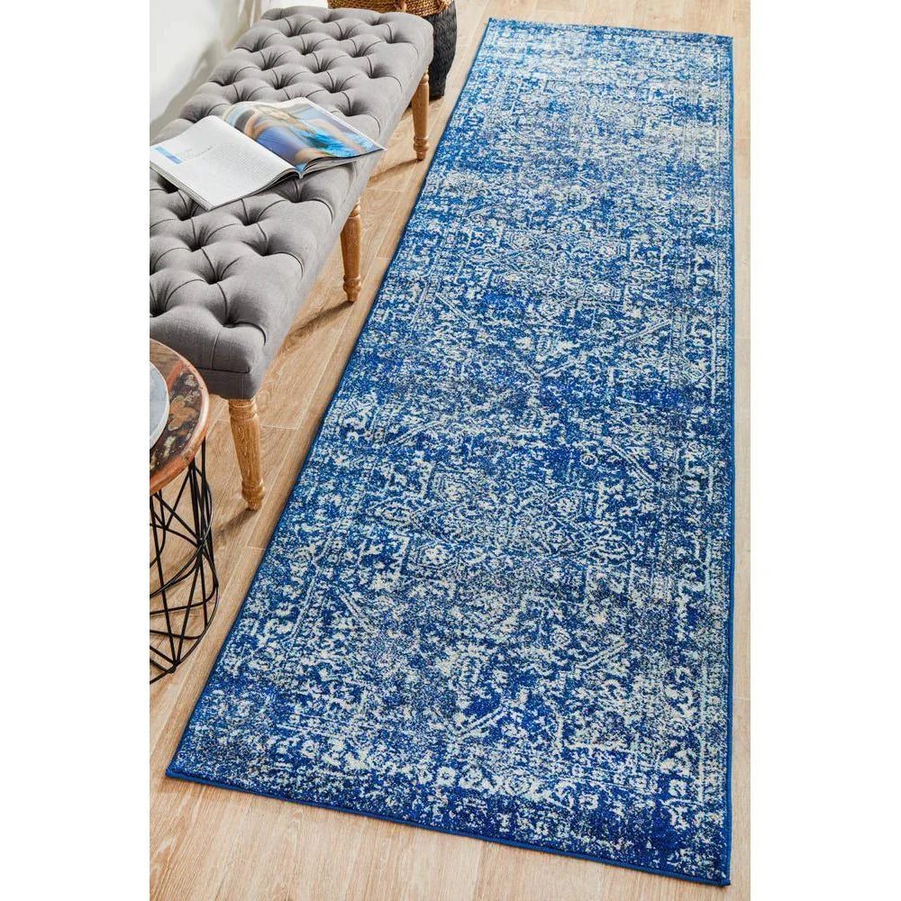 Evoke Contrast Navy Transitional Runner Rug - ICONIC RUGS