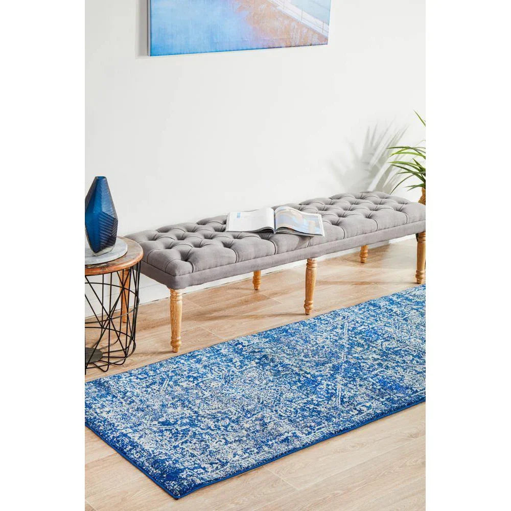 Evoke Contrast Navy Transitional Runner Rug - ICONIC RUGS