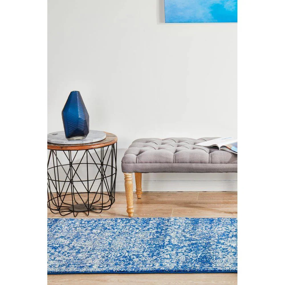 Evoke Contrast Navy Transitional Runner Rug - ICONIC RUGS