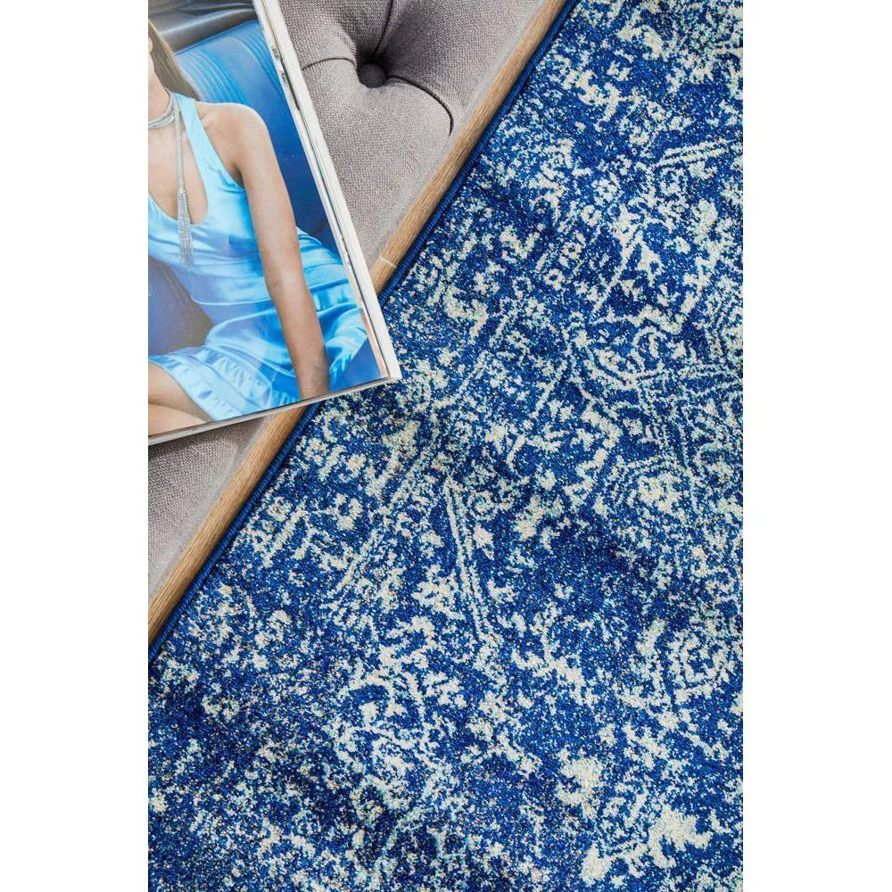 Evoke Contrast Navy Transitional Runner Rug - ICONIC RUGS