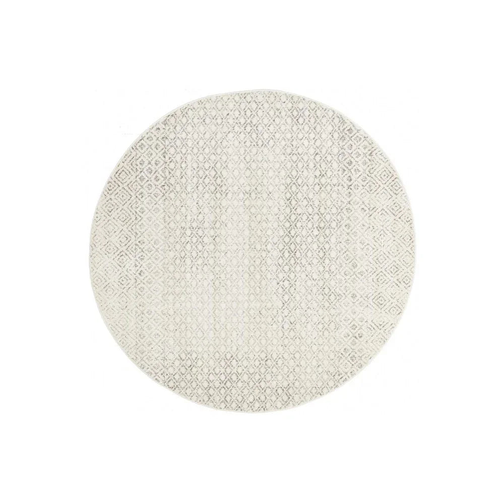 Evoke Diamond Grey Transitional Round Rug - ICONIC RUGS