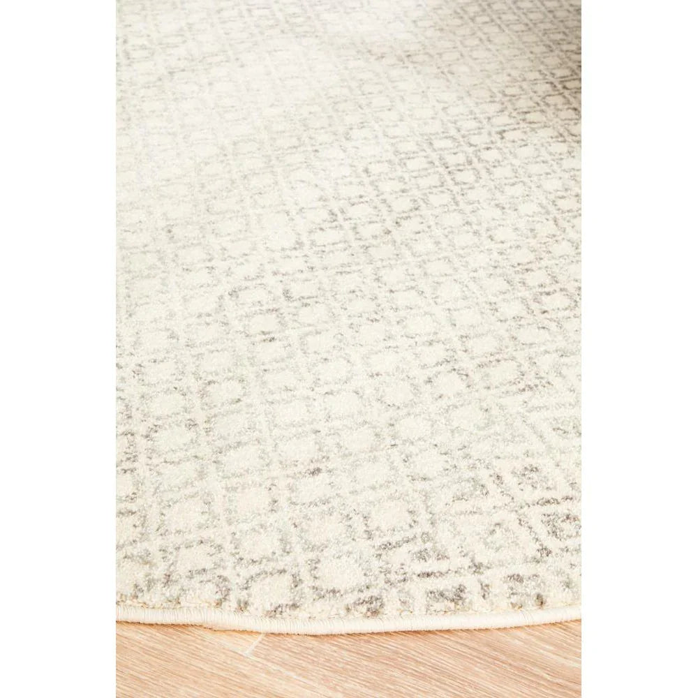 Evoke Diamond Grey Transitional Round Rug - ICONIC RUGS