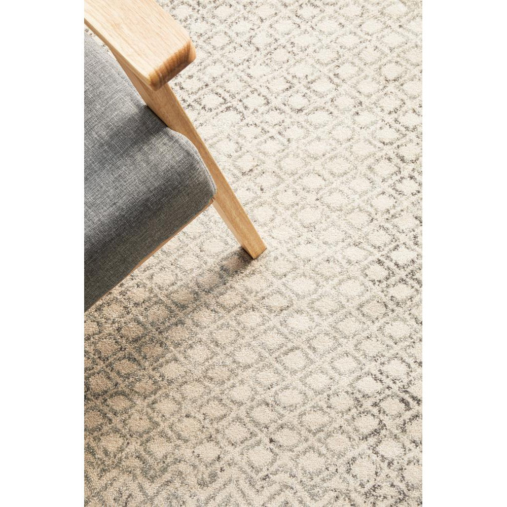 Evoke Diamond Grey Transitional Round Rug - ICONIC RUGS