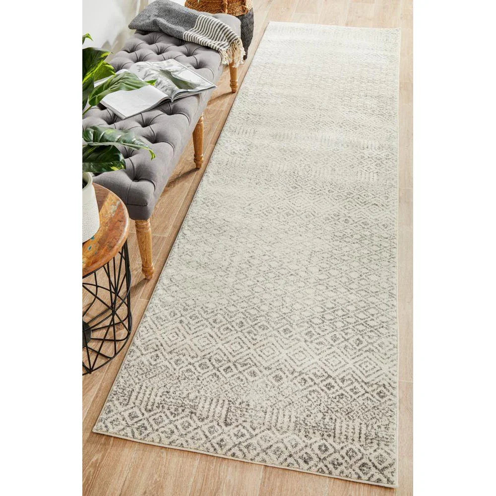 Evoke Diamond Grey Transitional Runner Rug - ICONIC RUGS