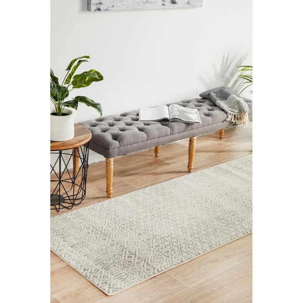 Evoke Diamond Grey Transitional Runner Rug - ICONIC RUGS