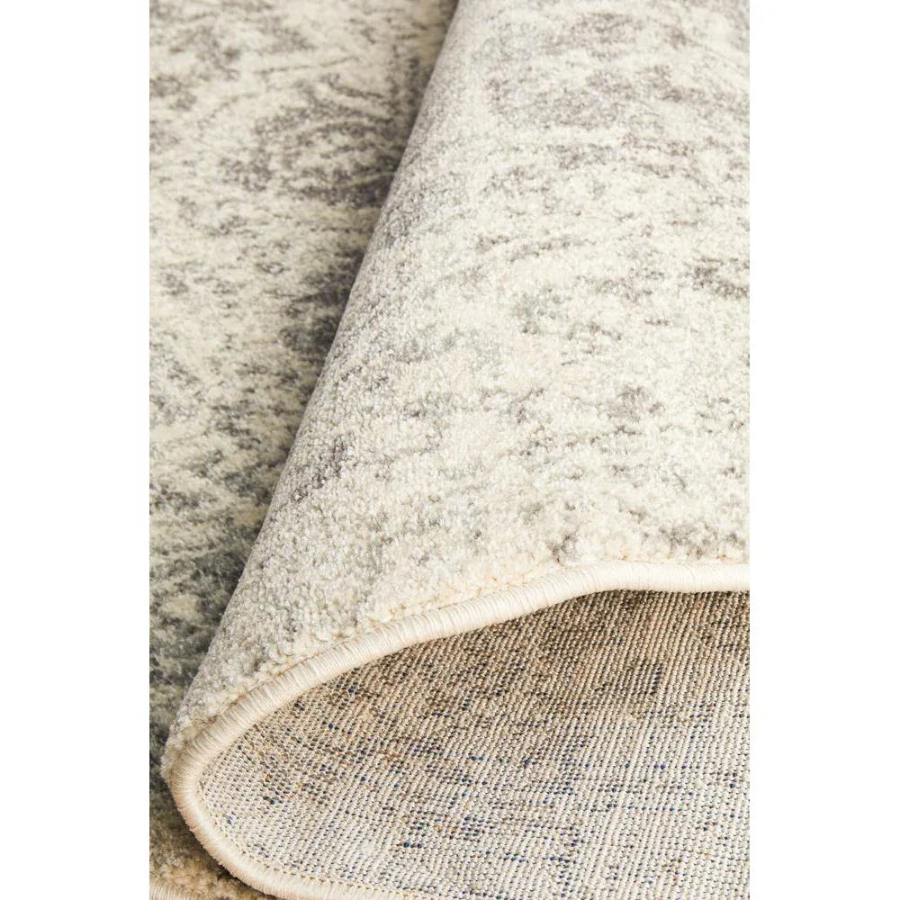 Evoke Dream White Silver Transitional Round Rug - ICONIC RUGS