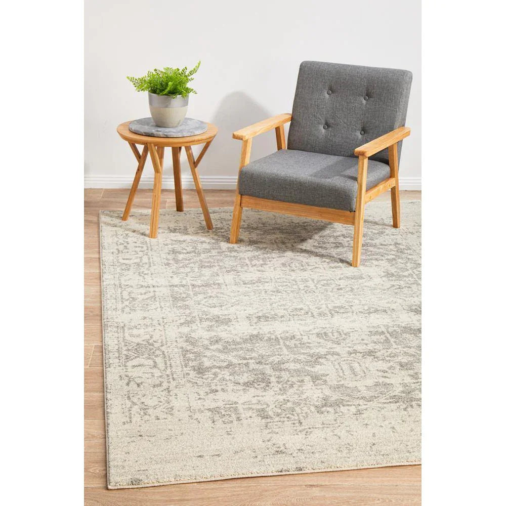 Evoke Dream White Silver Transitional Rug - ICONIC RUGS