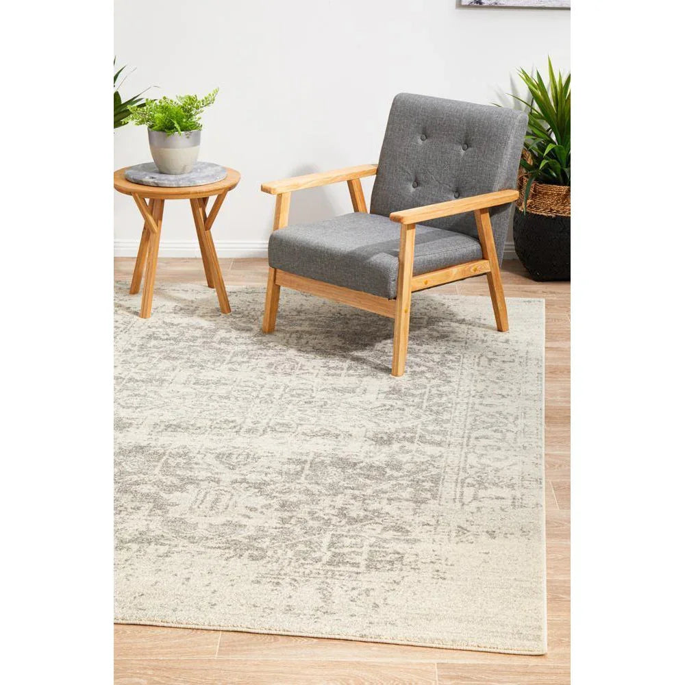 Evoke Dream White Silver Transitional Rug - ICONIC RUGS