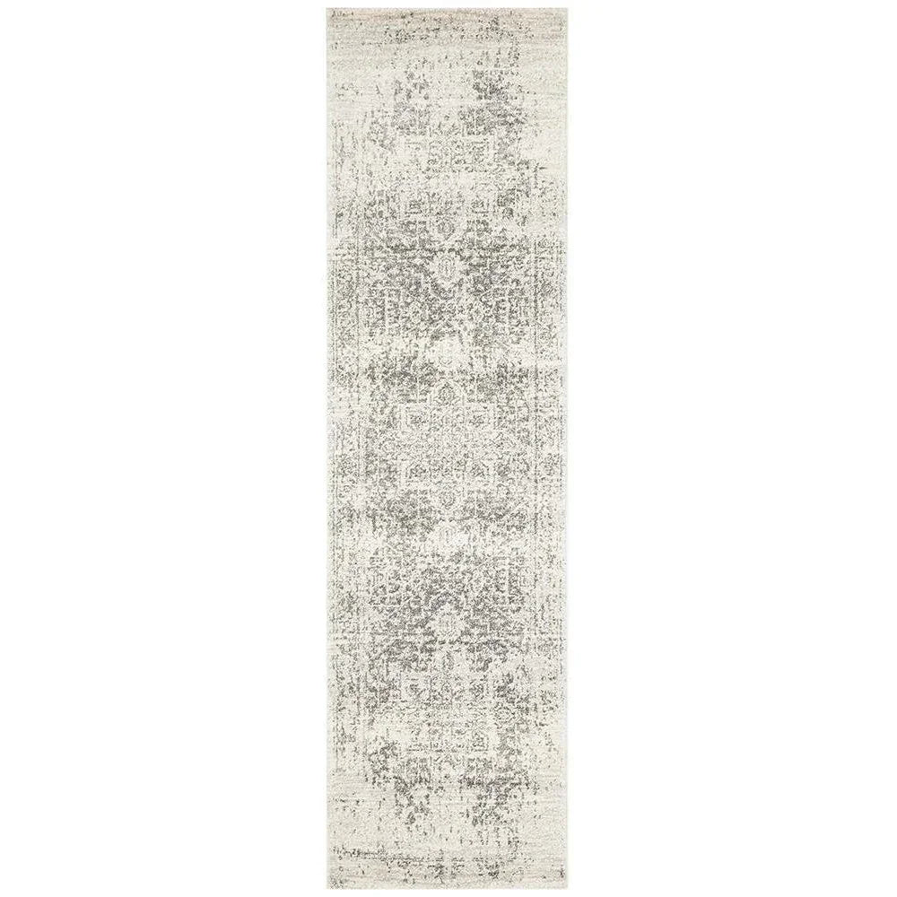 Evoke Dream White Silver Transitional Runner Rug - ICONIC RUGS