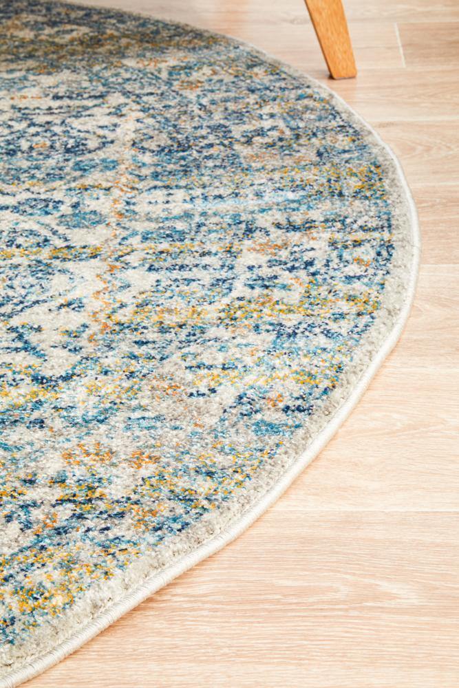 Evoke Duality Silver Transitional Round Rug - ICONIC RUGS