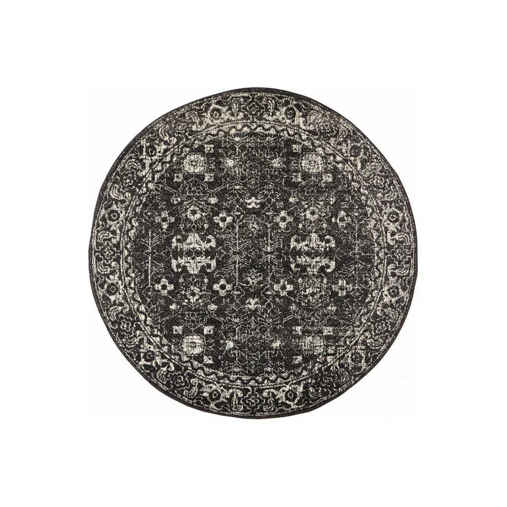 Evoke Estella Charcoal Transitional Round Rug - ICONIC RUGS
