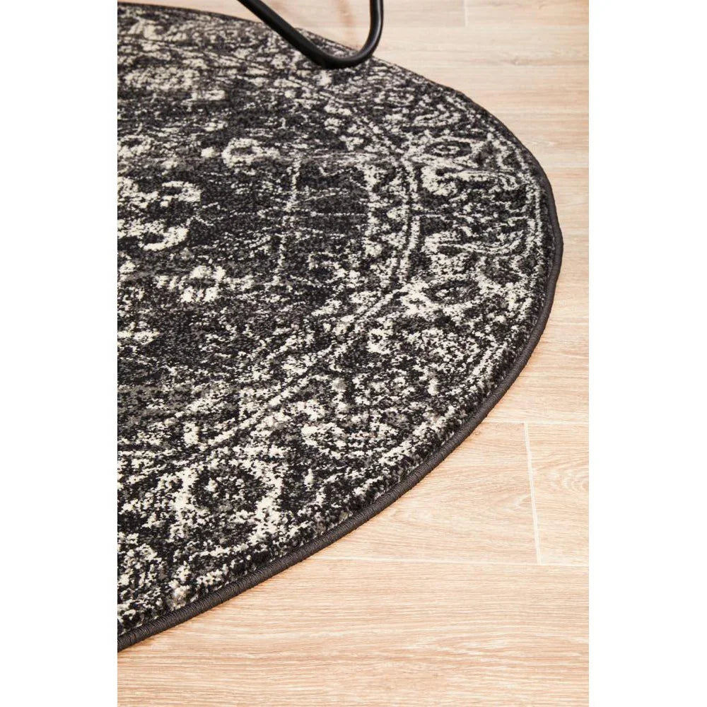 Evoke Estella Charcoal Transitional Round Rug - ICONIC RUGS