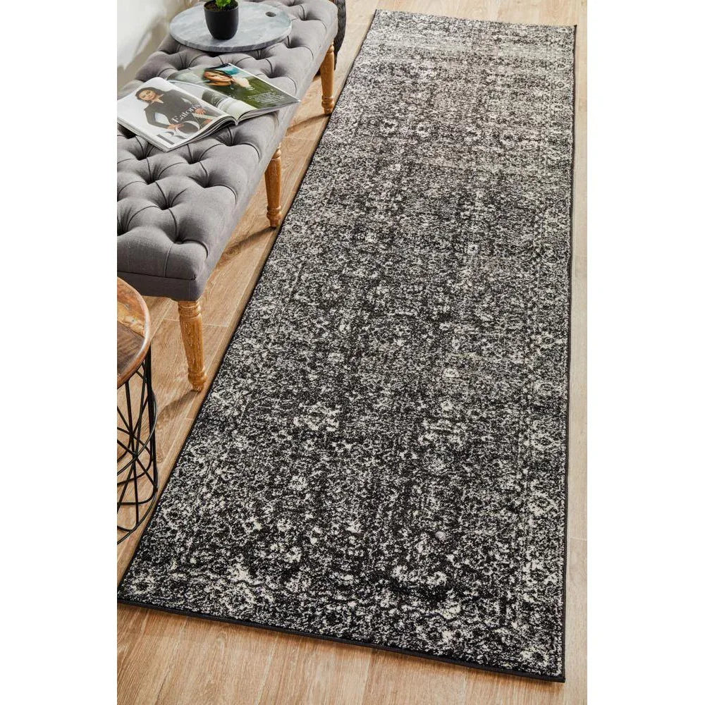 Evoke Estella Charcoal Transitional Runner Rug - ICONIC RUGS