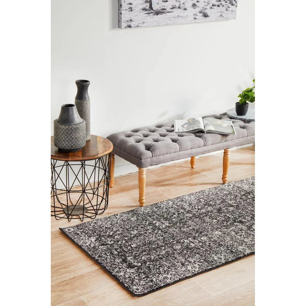 Evoke Estella Charcoal Transitional Runner Rug - ICONIC RUGS