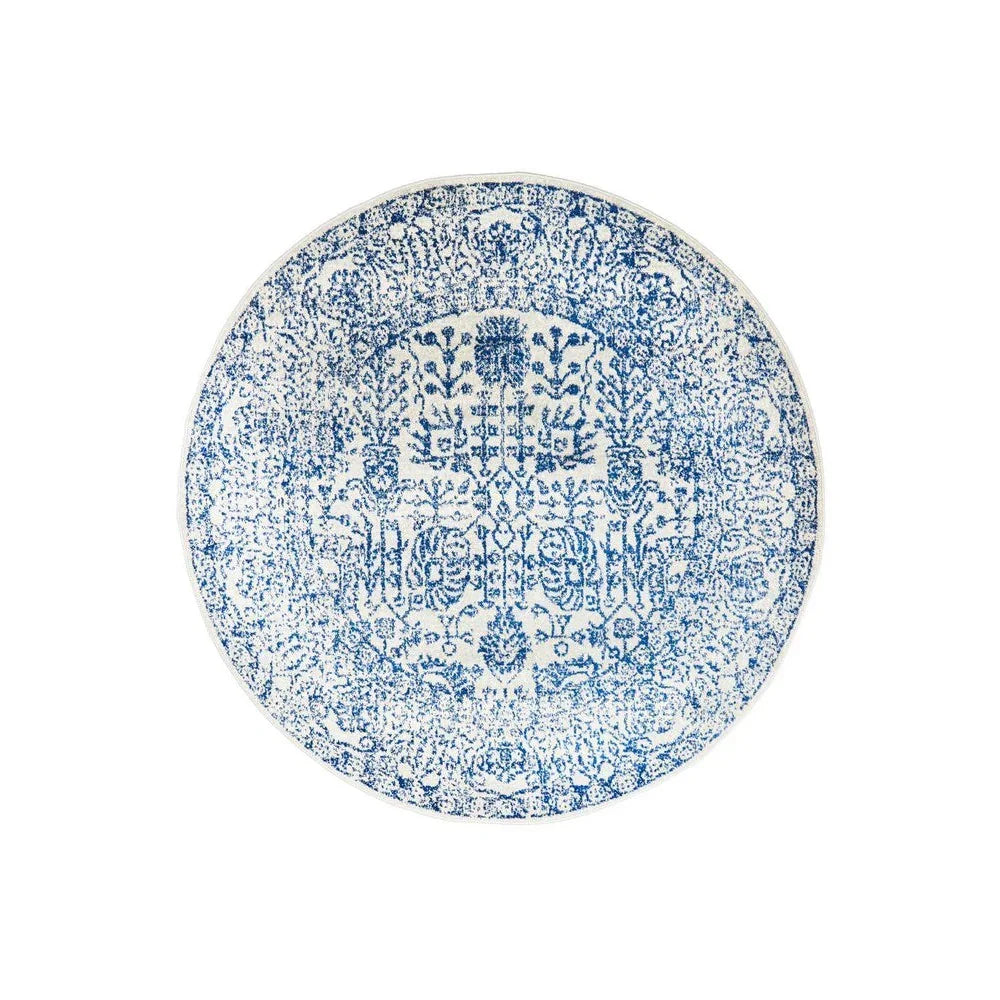 Evoke Frost Blue Transitional Round Rug - ICONIC RUGS