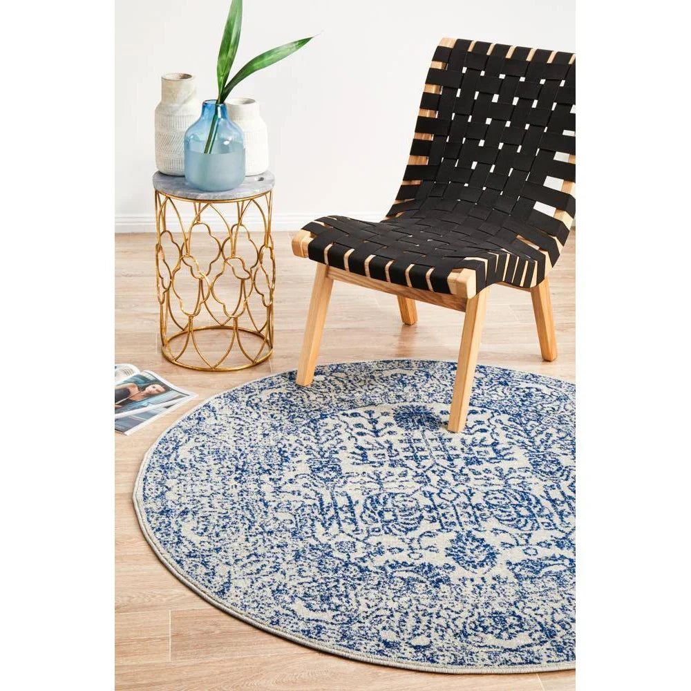 Evoke Frost Blue Transitional Round Rug - ICONIC RUGS