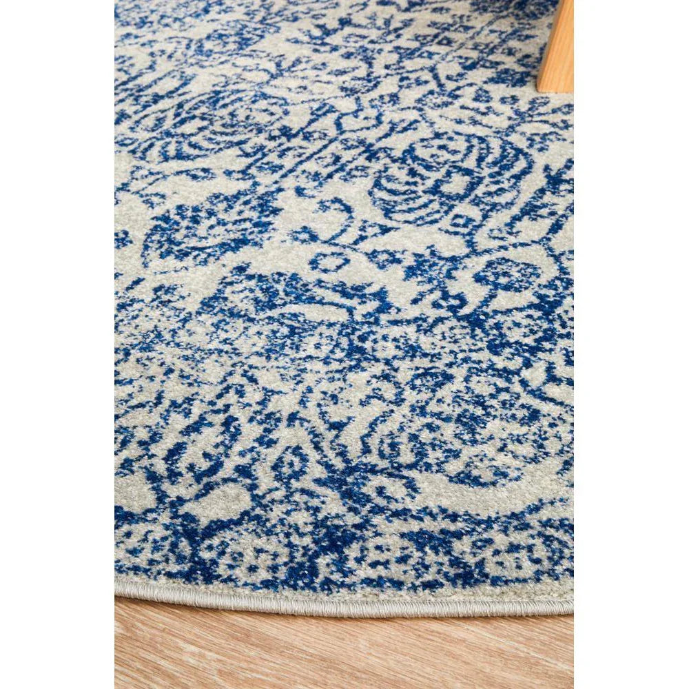 Evoke Frost Blue Transitional Round Rug - ICONIC RUGS