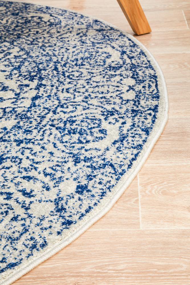 Evoke Frost Blue Transitional Round Rug - ICONIC RUGS