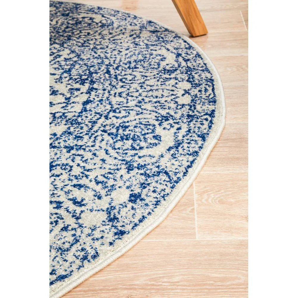 Evoke Frost Blue Transitional Round Rug - ICONIC RUGS
