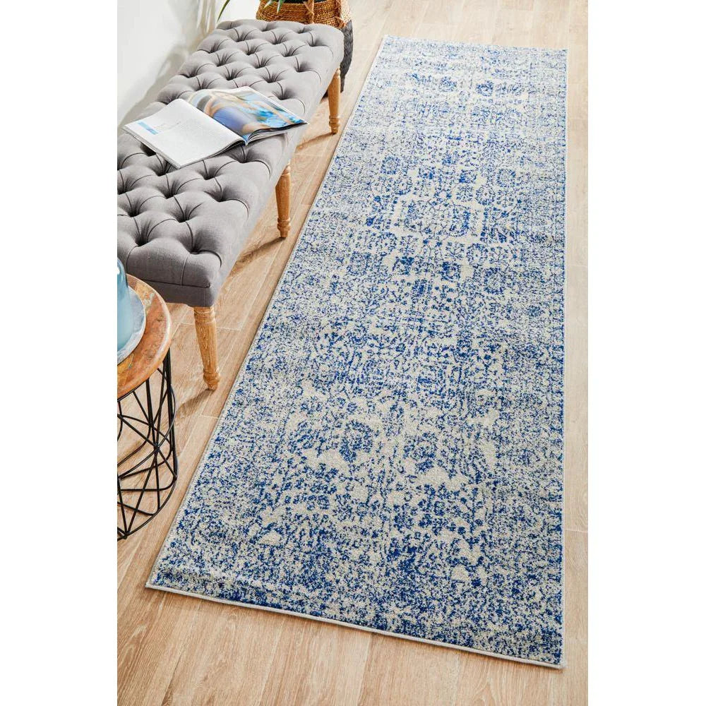 Evoke Frost Blue Transitional Runner Rug - ICONIC RUGS