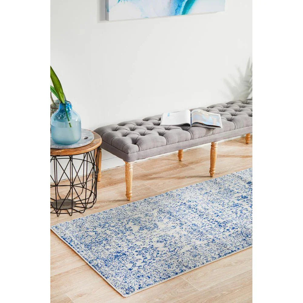 Evoke Frost Blue Transitional Runner Rug - ICONIC RUGS