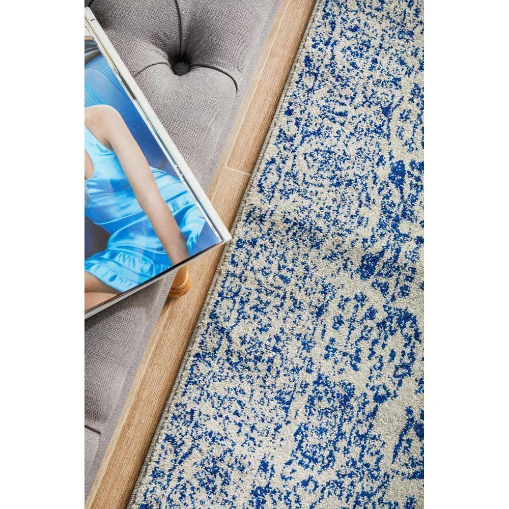 Evoke Frost Blue Transitional Runner Rug - ICONIC RUGS
