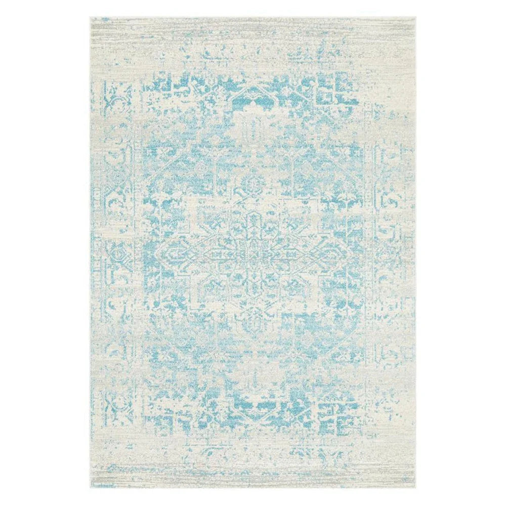 Evoke Glacier White Blue Transitional Rug - ICONIC RUGS