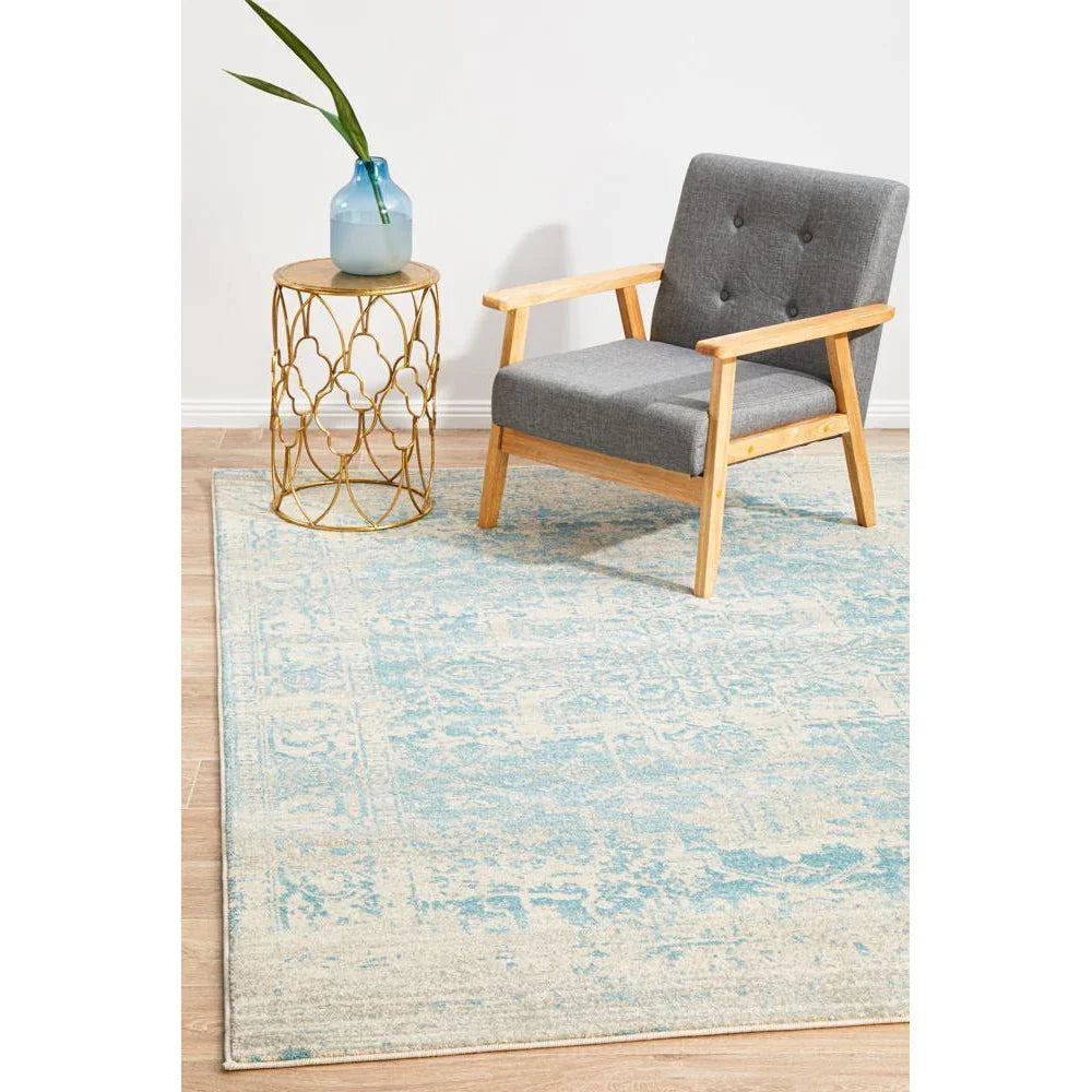 Evoke Glacier White Blue Transitional Rug - ICONIC RUGS