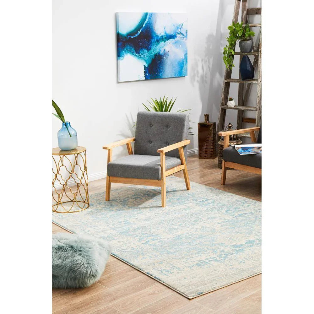 Evoke Glacier White Blue Transitional Rug - ICONIC RUGS