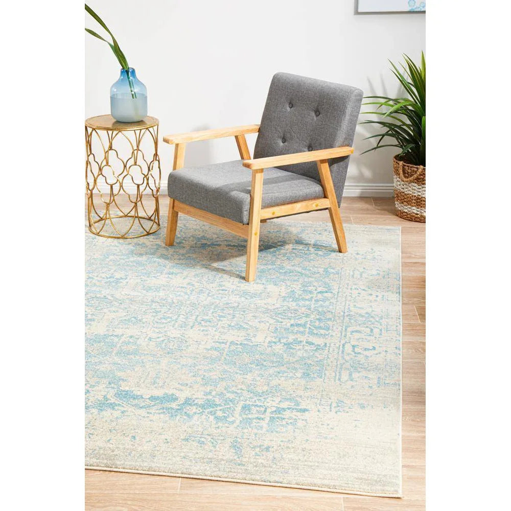 Evoke Glacier White Blue Transitional Rug - ICONIC RUGS