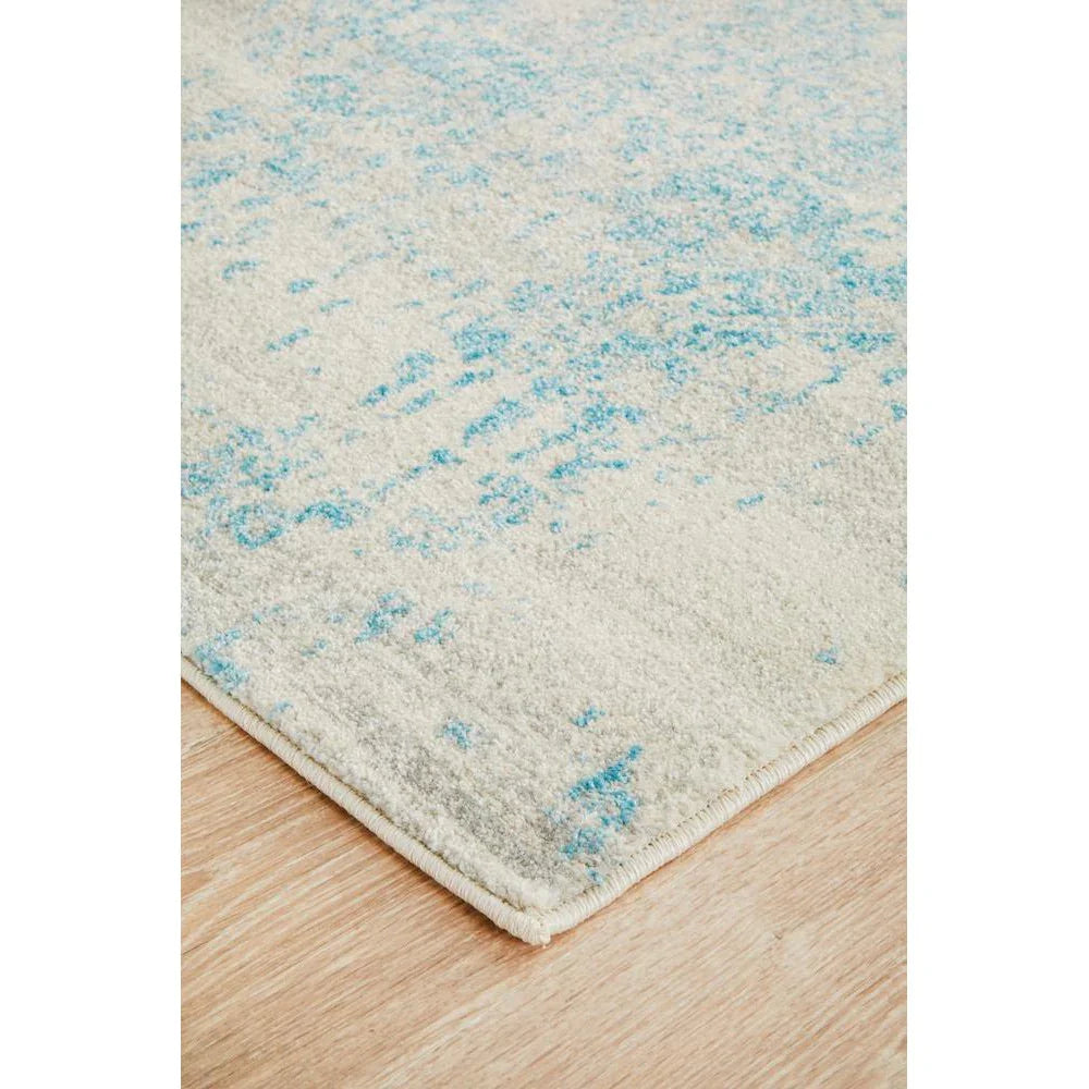 Evoke Glacier White Blue Transitional Runner Rug - ICONIC RUGS