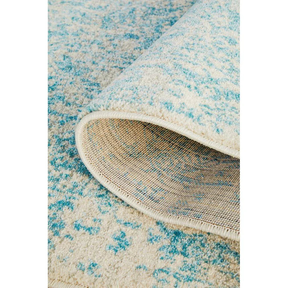 Evoke Glacier White Blue Transitional Runner Rug - ICONIC RUGS